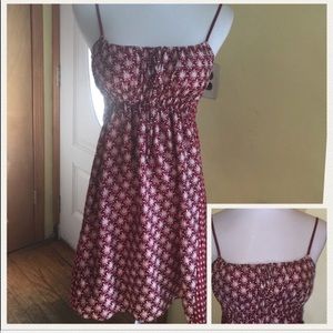 silk sun dress red white/off white size small